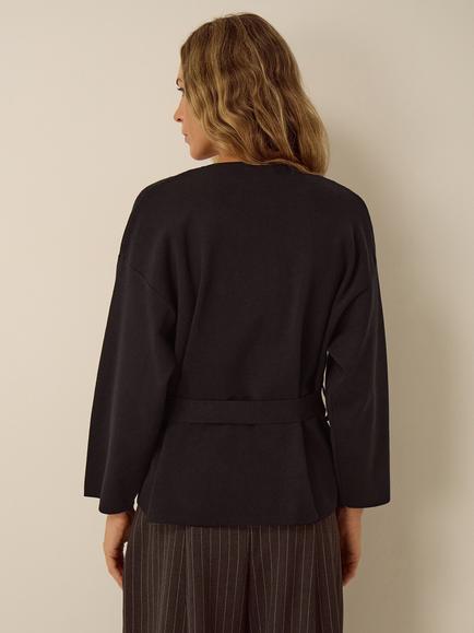 Monsoon Bess Belted Knit Jacket, Black - view 2, Black