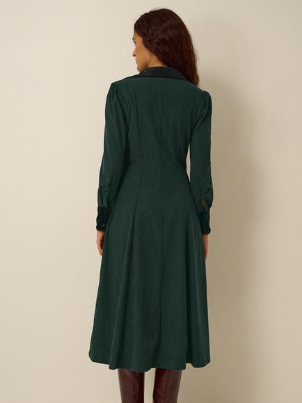 Monsoon Saba Corduroy Shirt Dress, Dark Green - view 2, Dark Green