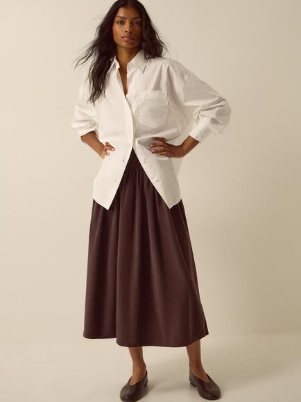 Monsoon Jenny Corduroy A-line Midi Skirt, Chocolate, Chocolate