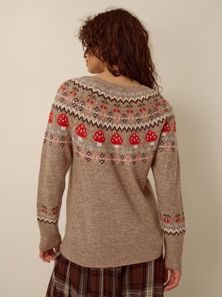 Monsoon Mia Mushroom Fairisle Jumper, Mink - view 2, Mink