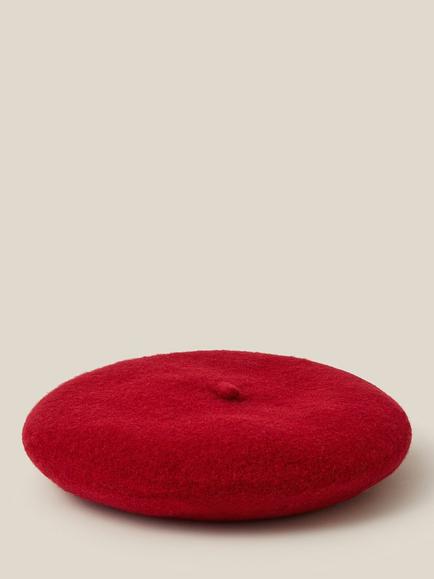 Monsoon Kids' Pure Wool Velvet Bow Beret, Red, Red