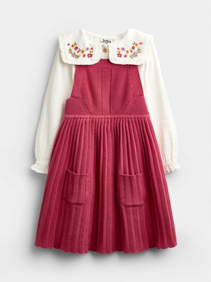 JoJo Maman Bébé Baby Blouse and Dress Set, Dusky Pink, Dusky Pink