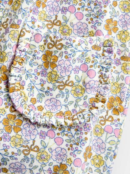 JoJo Maman Bébé Baby Floral Corduroy Dungaree and Bodysuit Set, Dusky Pink - view 2, Dusky Pink