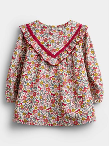 JoJo Maman Bébé Baby Cotton Cherry Floral Top & Leggings Set, Burgundy Red - view 2, Burgundy Red