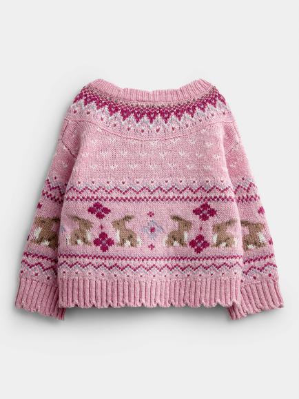 JoJo Maman Bébé Baby Bunny Knit Cardigan, Pink - view 2, Pink