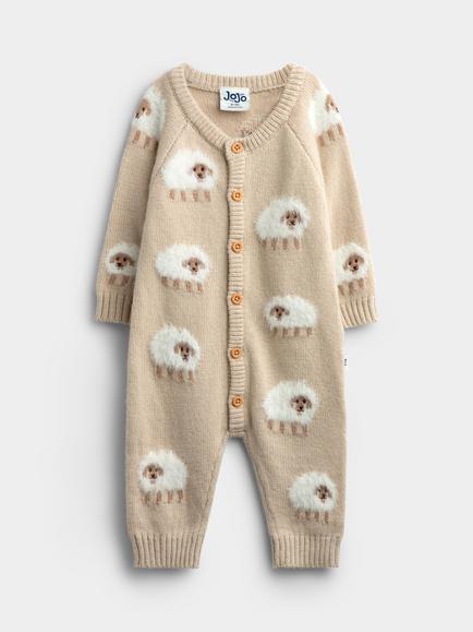 JoJo Maman Bébé Baby Sheep All-In-One Romper, Natural, Natural