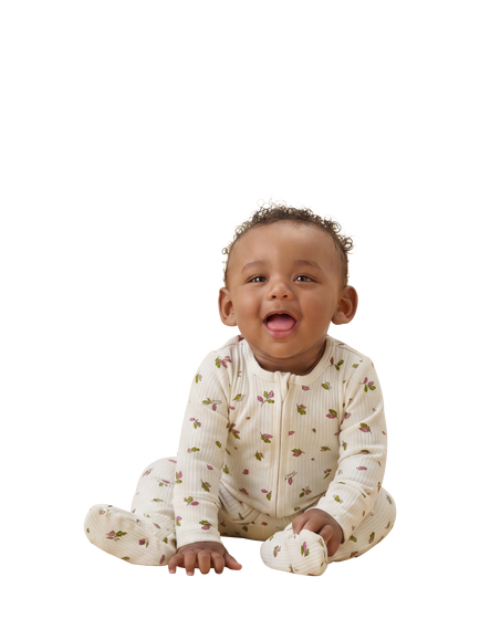 MORI Baby Floral Zip Sleepsuit, Multi - view 2, Multi