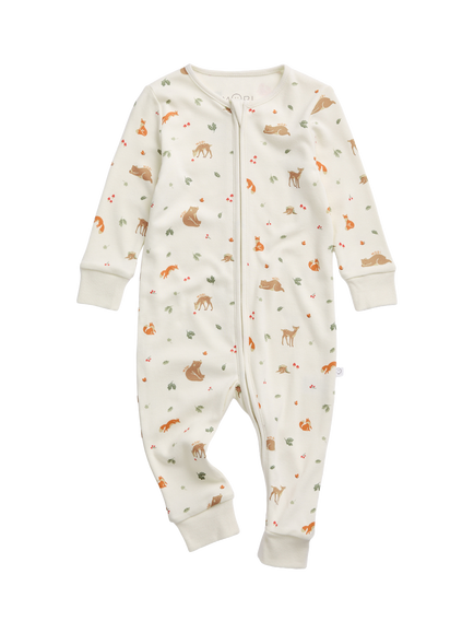 MORI Baby Bamboo Blend Printed Sleepsuit, Tofu, Tofu