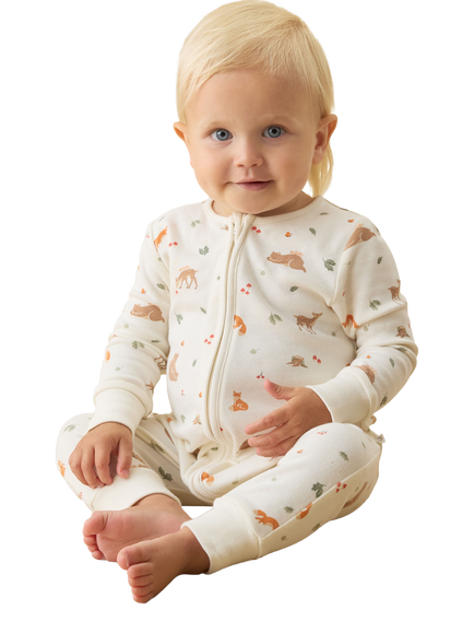 MORI Baby Bamboo Blend Printed Sleepsuit, Tofu - view 2, Tofu