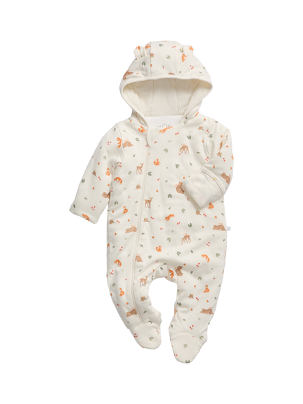 MORI Baby Hooded Print Pramsuit, Cream Multi, Cream Multi