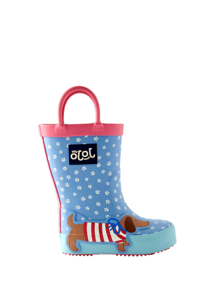 JoJo Maman Bébé Kids' Dachshund Wellington Boots, Mid Blue, Mid Blue