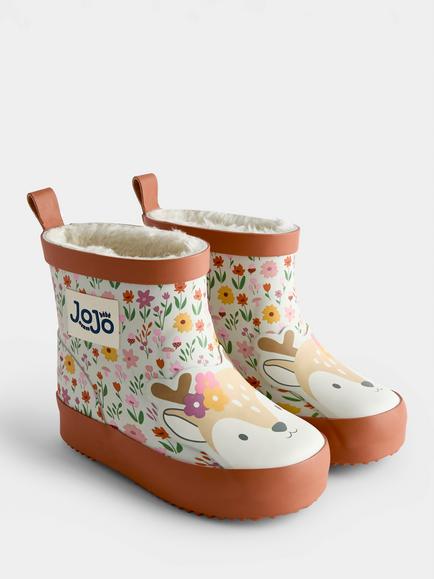 JoJo Maman Bébé Kids' Deer Ankle Wellington Boots, Light Pink, Light Pink