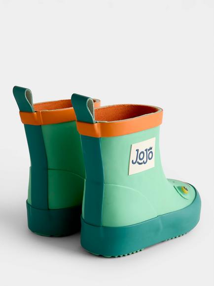 JoJo Maman Bébé Kids' Frog Ankle Wellington Boots, Bright Green - view 2, Bright Green