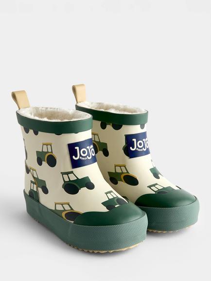 JoJo Maman Bébé Kids' Tractor Ankle Wellington Boots, Khaki Green, Khaki Green