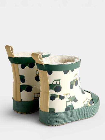 JoJo Maman Bébé Kids' Tractor Ankle Wellington Boots, Khaki Green - view 2, Khaki Green