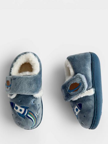 JoJo Maman Bébé Kids' Rocket Slippers, Natural - view 2, Natural