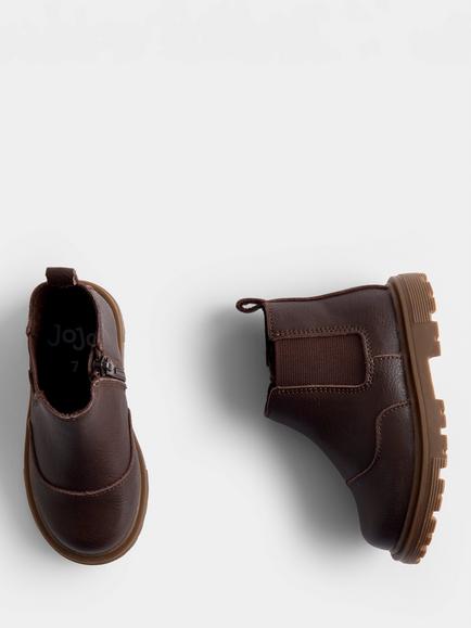 JoJo Maman Bébé Kids' Leather Chelsea Boots, Dark Brown - view 2, Dark Brown