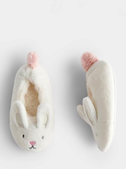 JoJo Maman Bébé Kids' Bunny Slippers, Natural - view 2, Natural