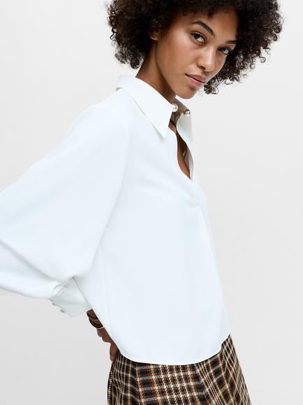 French Connection Arezzo Pearl Trim Shirt, Winter White - view 2, Winter White
