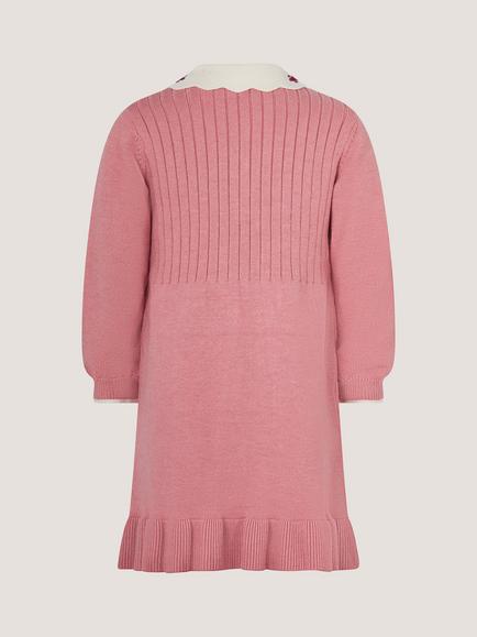 Monsoon Baby Knitted Long Sleeve Dress, Pink - view 2, Pink