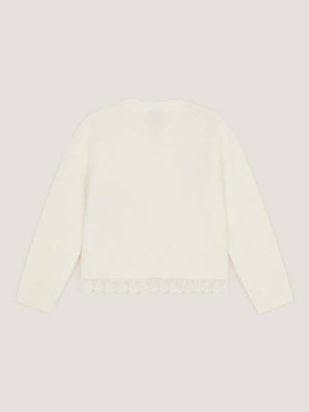 Monsoon Kids' Embellished Bow Cardigan, Ivory - view 2, Ivory