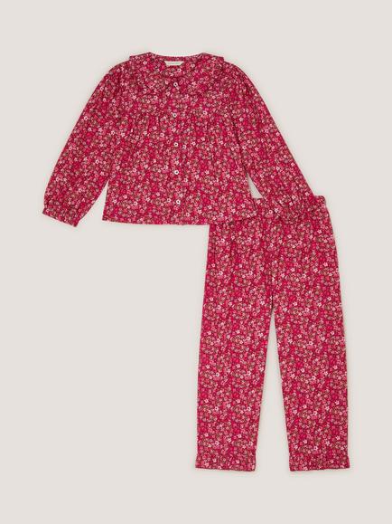 Monsoon Kids' Long Sleeve Ditsy Floral Pyjama Set, Pink - view 2, Pink