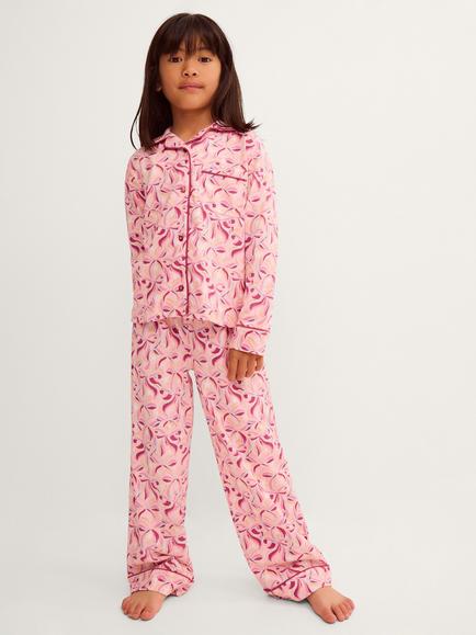 Monsoon Kids' Long Sleeve Bow Print Glow In The Dark Pyjama Set, Pink, Pink