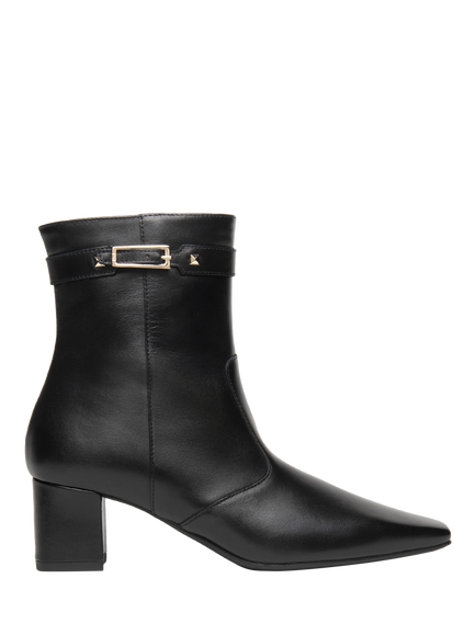 NeroGiardini Anfo Leather Block Heel Ankle Boots, Black, Black