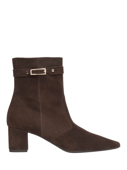 NeroGiardini Anfo Suede Block Heel Ankle Boots, Chocolate Brown