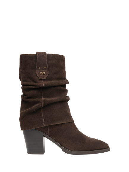 NeroGiardini Bardolino Suede Western Heel Ankle Boots, Chocolate Brown, Chocolate Brown