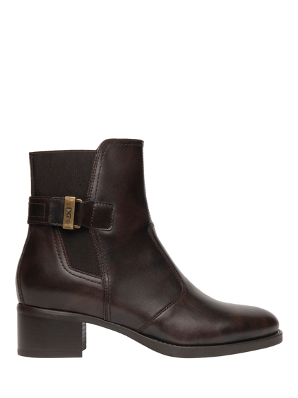 NeroGiardini Bedollo Leather Block Heel Ankle Boots, Chocolate Brown