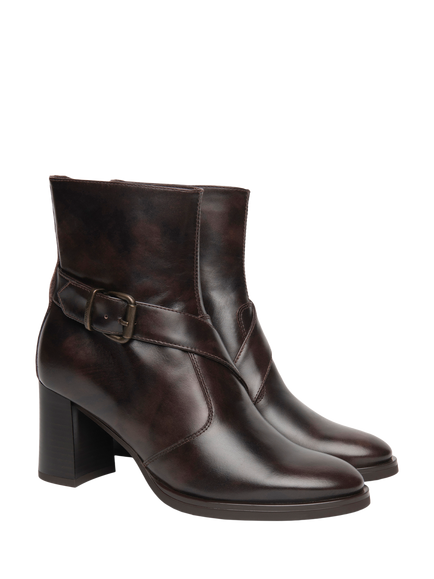 NeroGiardini Breme Leather Block Heel Ankle Boots, Chocolate Brown - view 2, Chocolate Brown