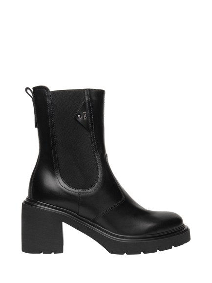 NeroGiardini Cairate Leather Block Heel Chunky Chelsea Boots, Black