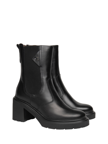 NeroGiardini Cairate Leather Block Heel Chunky Chelsea Boots - view 2, Black
