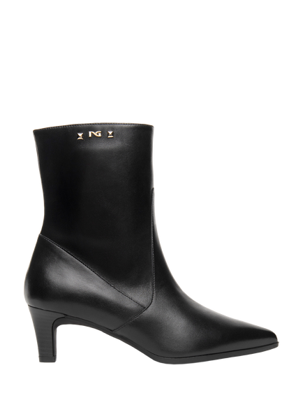 NeroGiardini Candelo Leather Kitten Heel Ankle Boots, Black, Black