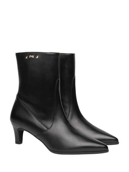 NeroGiardini Candelo Leather Kitten Heel Ankle Boots, Black - view 2, Black