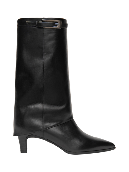 NeroGiardini Chiavari Leather Kitten Heel Boots, Black