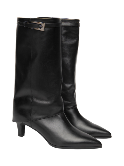 NeroGiardini Chiavari Leather Kitten Heel Boots - view 2, Black