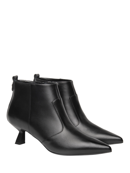 NeroGiardini Civate Leather Kitten Heel Ankle Boots, Black - view 2, Black