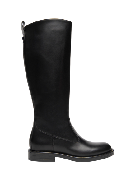 NeroGiardini Clivio Leather Knee High Riding Boots, Black, Black