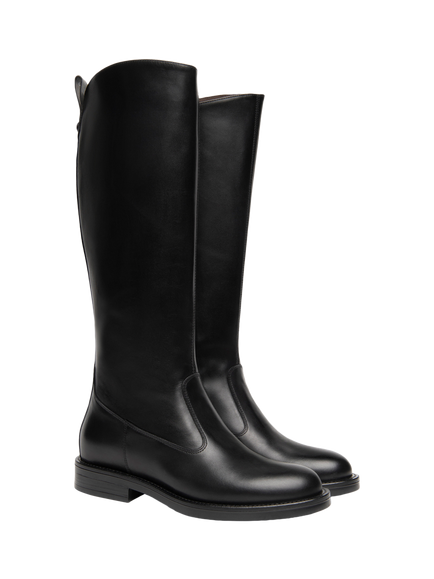 NeroGiardini Clivio Leather Knee High Riding Boots, Black - view 2, Black