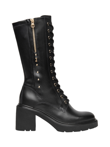 NeroGiardini Codogno Leather Block Heel Ankle Boots, Black, Black