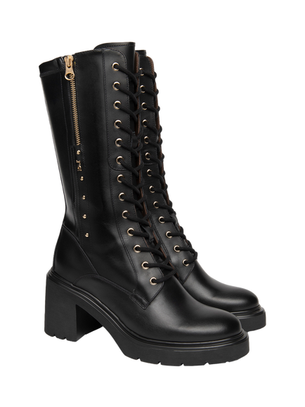 NeroGiardini Codogno Leather Block Heel Ankle Boots, Black - view 2, Black