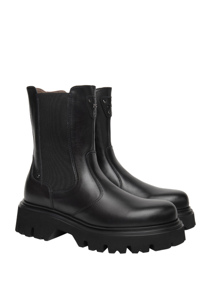 NeroGiardini Fiesse Leather Cleated Sole Chunky Chelsea Boots - view 2, Black