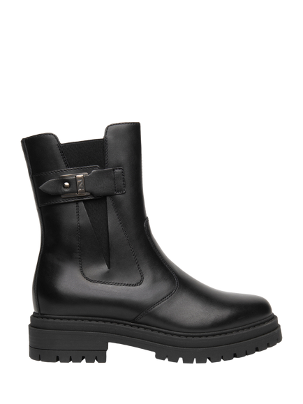 NeroGiardini Fonni Leather Cleated Sole Chelsea Boots, Black