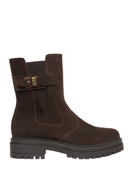 NeroGiardini Fonni Suede Cleated Sole Chelsea Boots, Chocolate Brown, Chocolate Brown