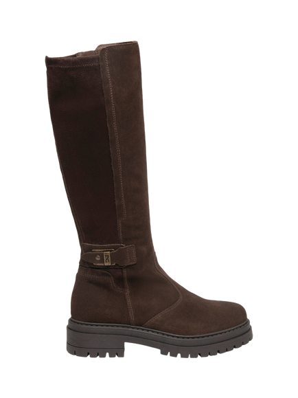 NeroGiardini Fraine Suede Cleated Sole Knee High Boots, Chocolate Brown, Chocolate Brown