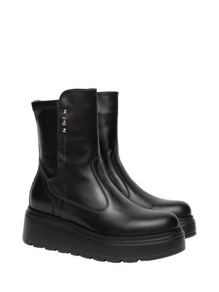 NeroGiardini Gissi Leather Chunky Sole Ankle Boots, Black - view 2, Black