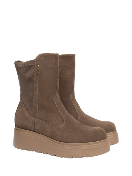 NeroGiardini Gissi Suede Chunky Sole Ankle Boots, Chocolate Brown - view 2, Chestnut Brown