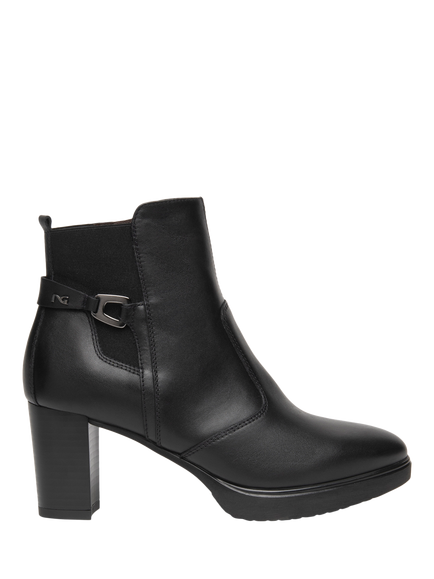 NeroGiardini Longi Leather Mid Heel Ankle Boots, Black, Black